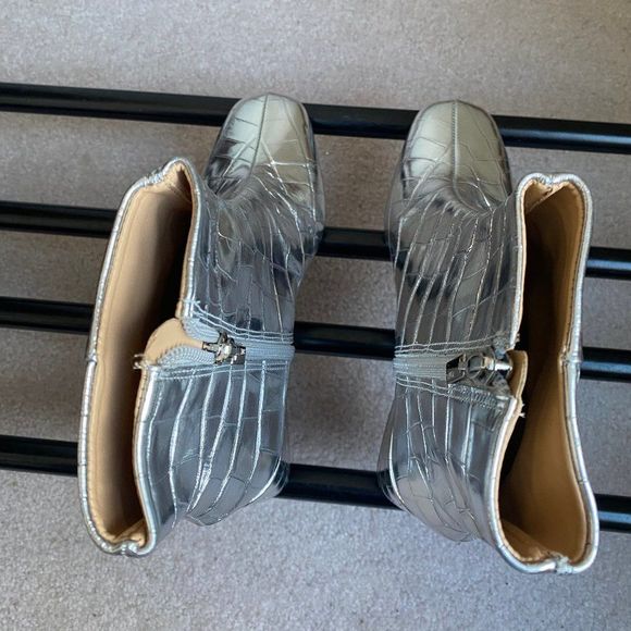 SCHUTZ Women Mili Croc Leather Block Heel Boots - NEW NWOB - Picture 6 of 9